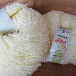 Vintage Patons Cotton Cooler Yarn Acrylic-Cotton lot of 5, color Lemon(6414)